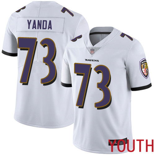 Baltimore Ravens Limited White Youth Marshal Yanda Road Jersey NFL Football #73 Vapor Untouchable->nfl t-shirts->Sports Accessory
